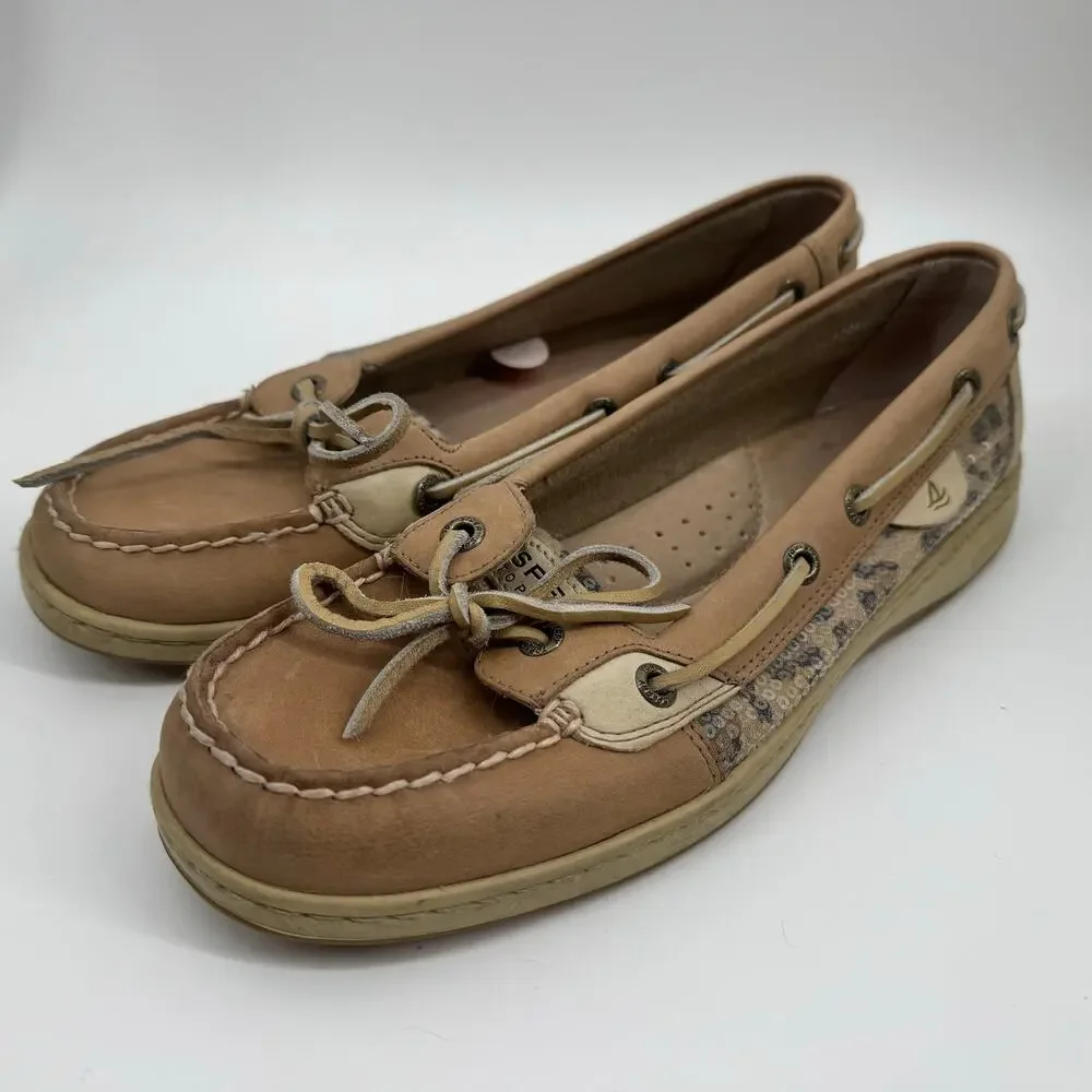 Sperry Top-Sider Sequin Leopard Boat Shoes Womens 8.5M Leather Loafers